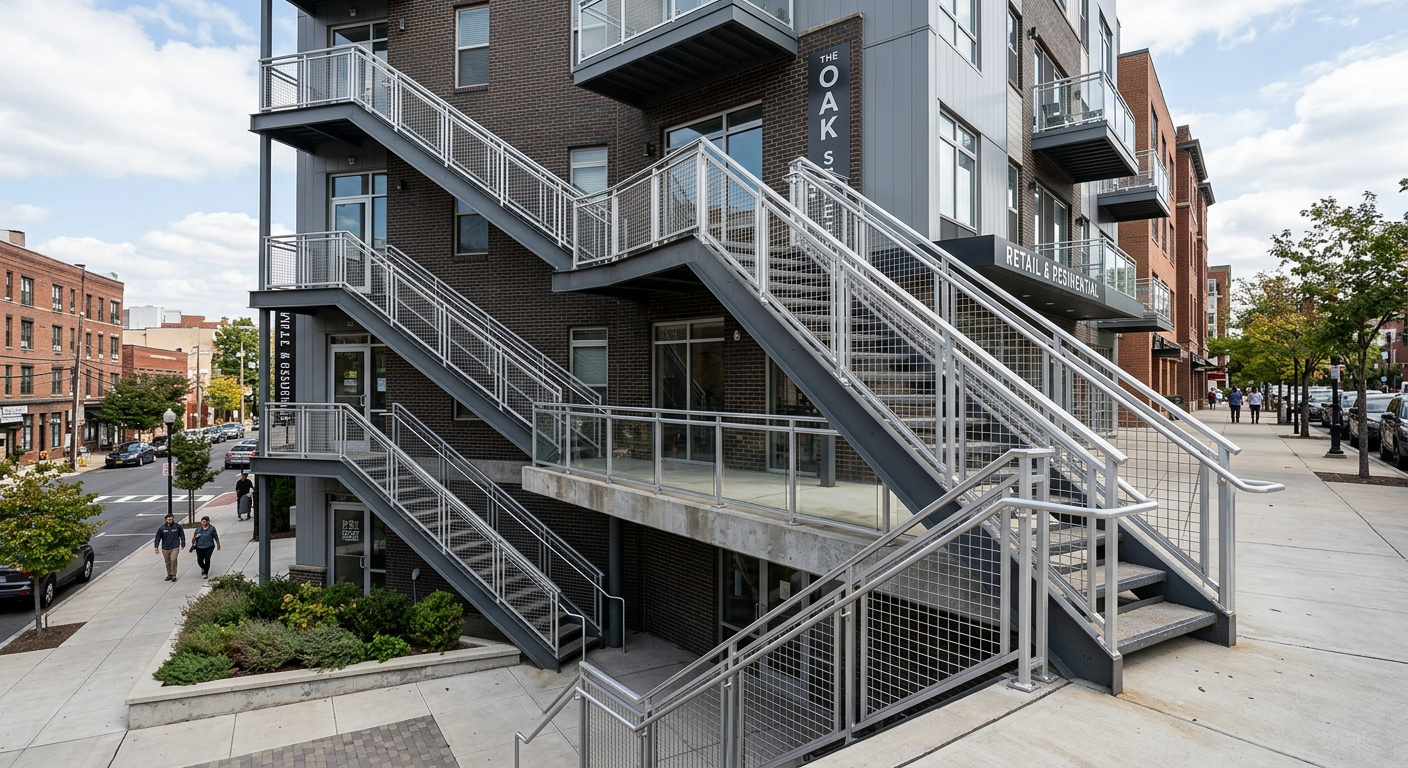 Commercial mixed-use stair railings in NJ